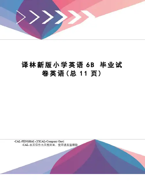 译林新版小学英语6b毕业试卷英语