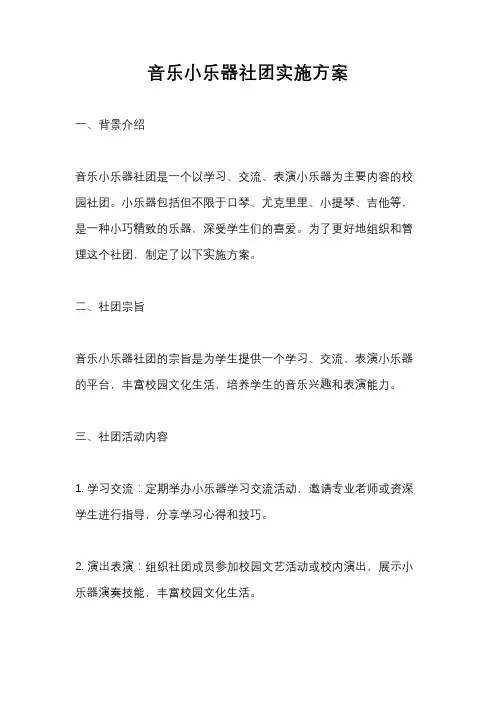 音乐小乐器社团实施方案
