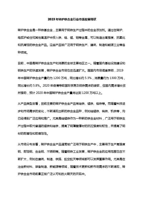 2023年转炉铁合金行业市场发展现状
