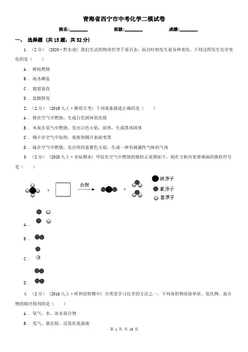 青海省西宁市中考化学二模试卷