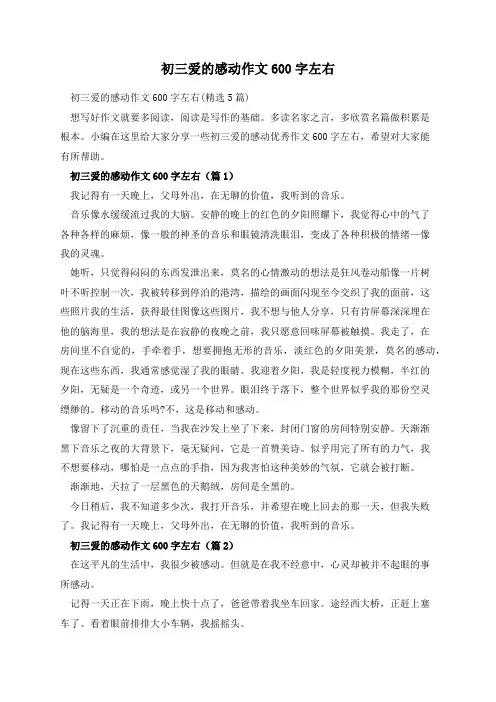 初三爱的感动作文600字左右
