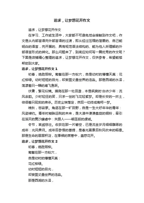 追求，让梦想花开作文