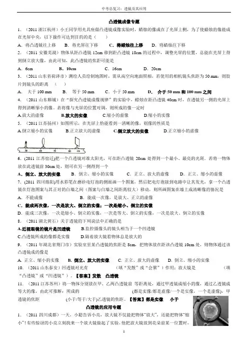 中考物理专题复习：透镜及其应用专题