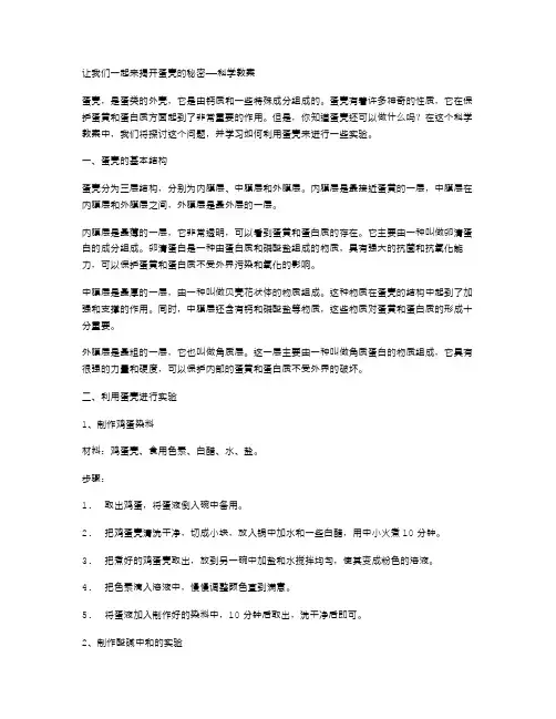 让我们一起来揭开蛋壳的秘密——科学教案