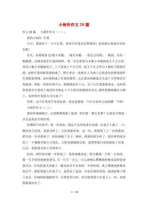 小制作作文20篇