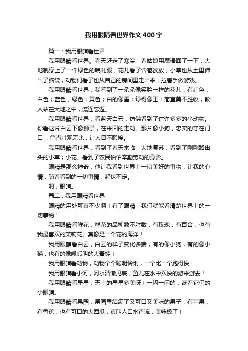 我用眼睛看世界作文400字