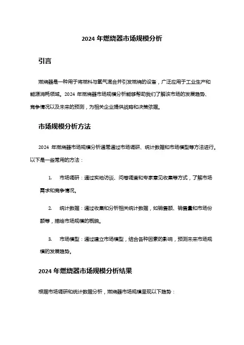2024年燃烧器市场规模分析