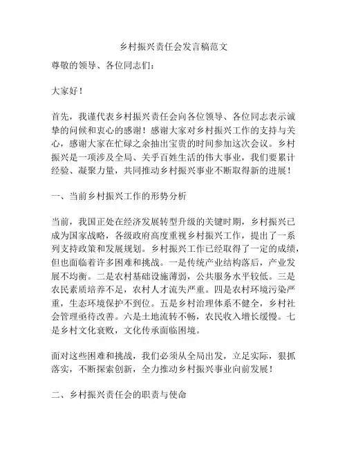 乡村振兴责任会发言稿范文