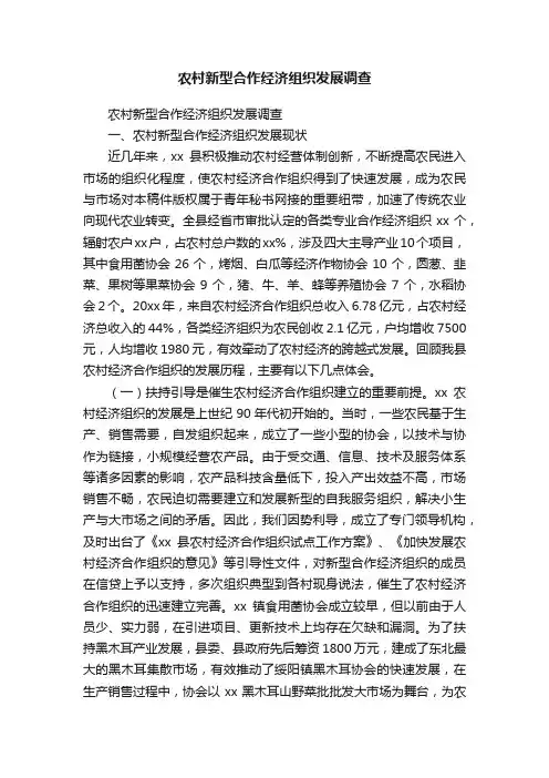 农村新型合作经济组织发展调查