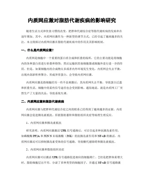 内质网应激对脂肪代谢疾病的影响研究