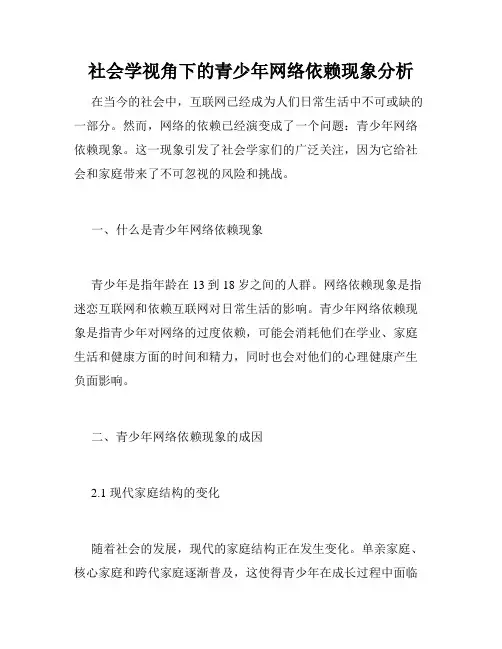 社会学视角下的青少年网络依赖现象分析