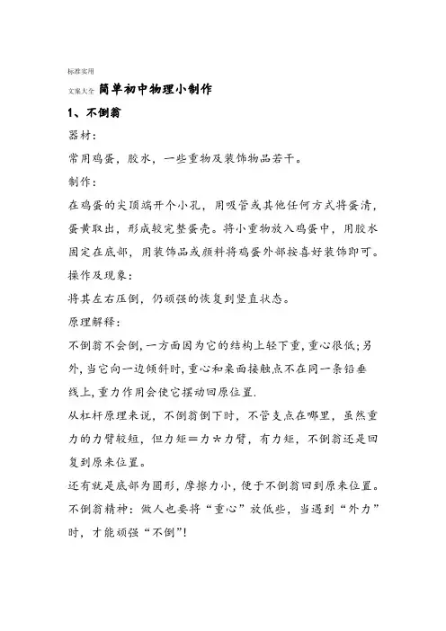 简单初中物理小制作