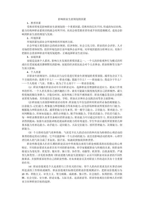 影响职业生涯规划的因素