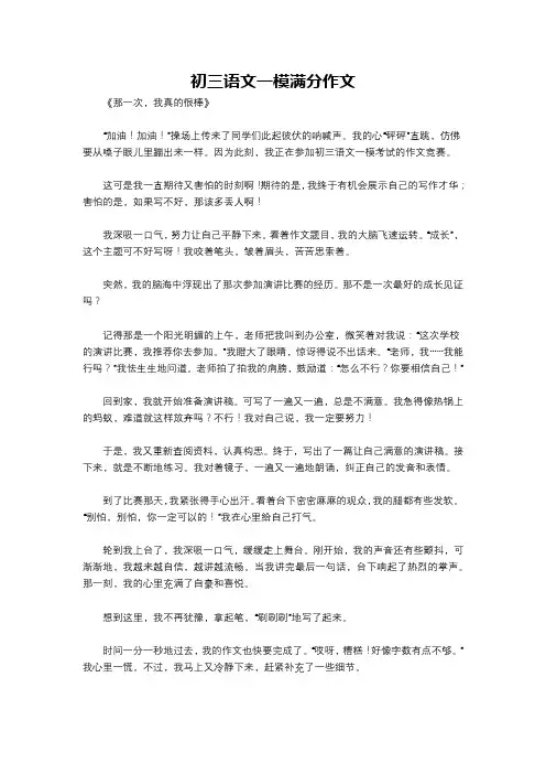初三语文一模满分作文