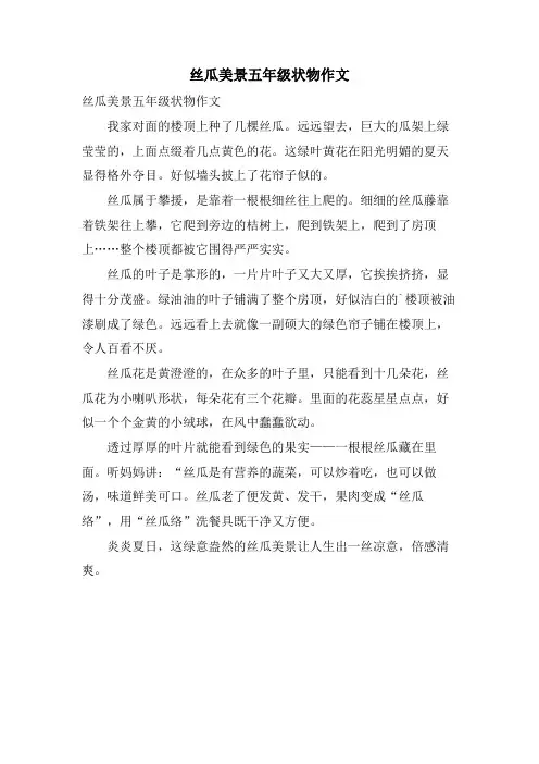 丝瓜美景五年级状物作文