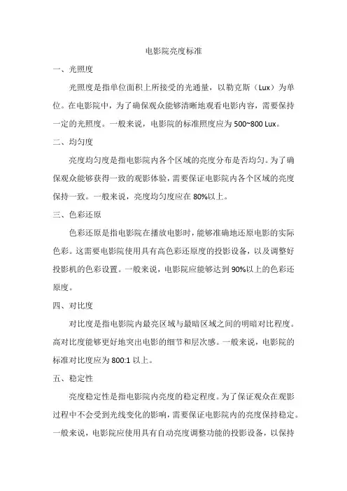 电影院亮度标准