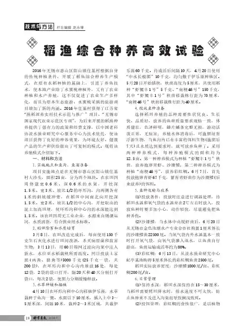 稻渔综合种养高效试验