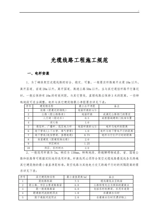 通信光缆线路施工规范标准(修订版)