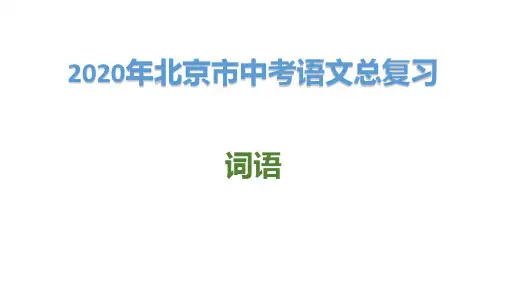 2020年北京市中考语文总复习：词语