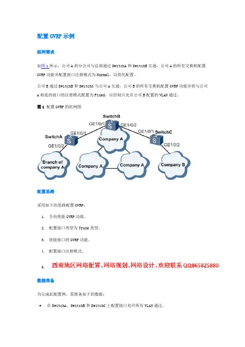 华为三层交换机配置GVRP示例手册