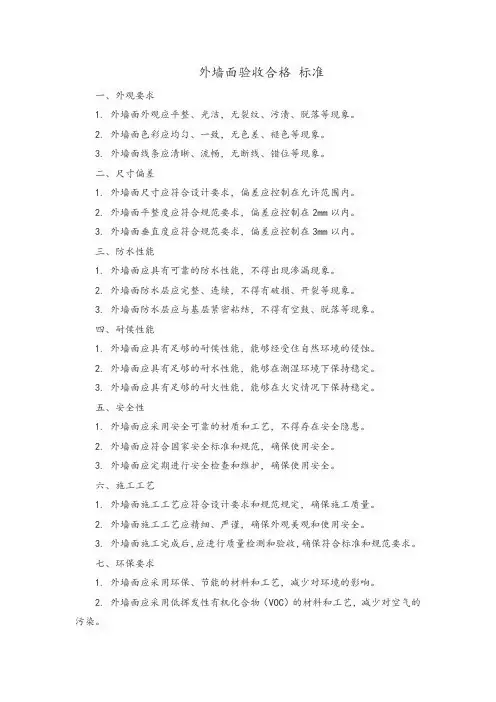 外墙面验收合格 标准