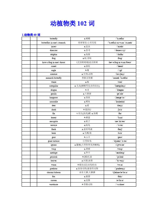 高三英语动植物类102个单词及短文串记