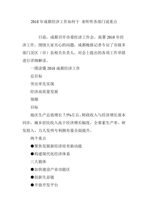2018年成都经济工作如何干来听听各部门说重点