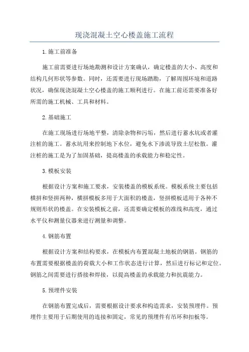现浇混凝土空心楼盖施工流程