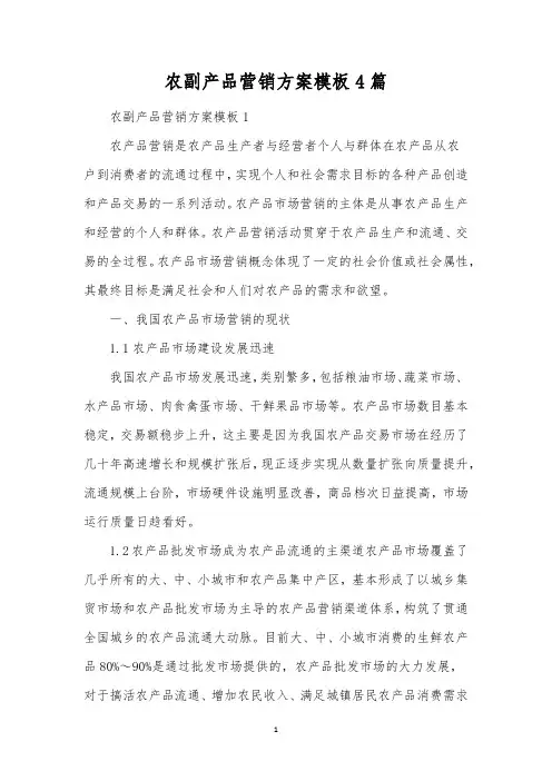 农副产品营销方案模板4篇 