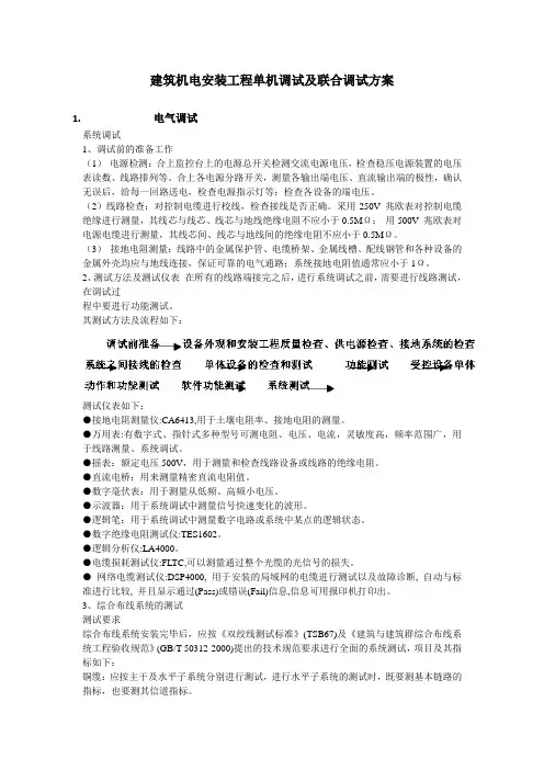 建筑机电安装工程单机调试及联合调试方案