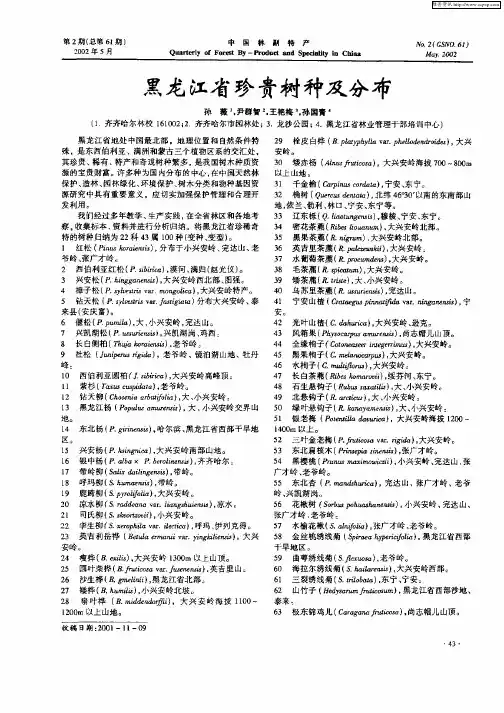 黑龙江省珍贵树种及分布
