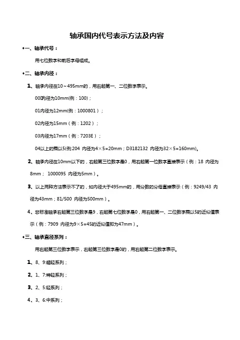 轴承国内代号表示方法