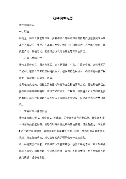 杨梅调查报告