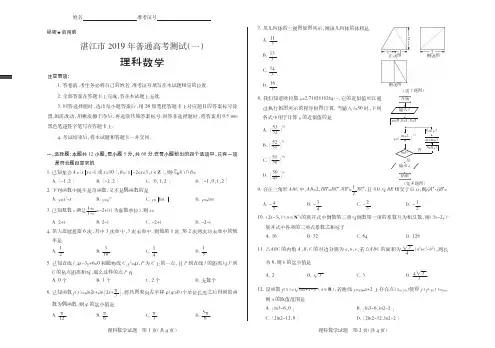 湛江市2019年普通高考测试(一)理科数学卷