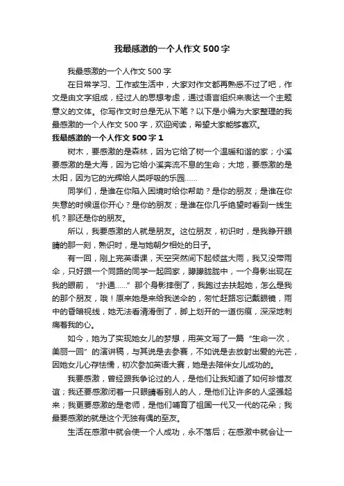 我最感激的一个人作文500字