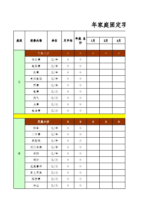 年家庭日常开支明细表
