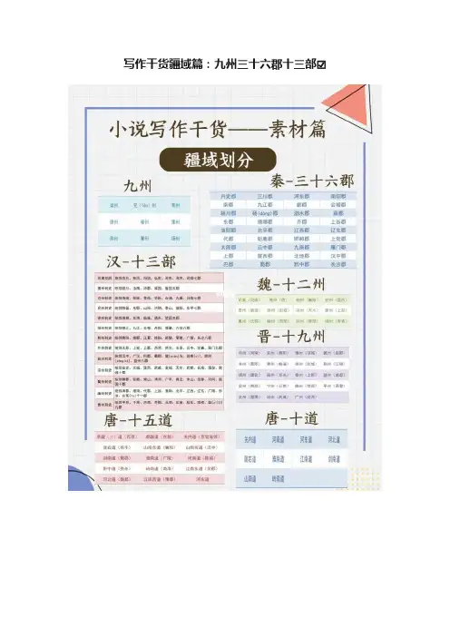 写作干货疆域篇：九州三十六郡十三部??