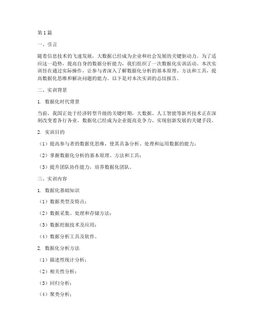 数据化实训总结报告范文(3篇)