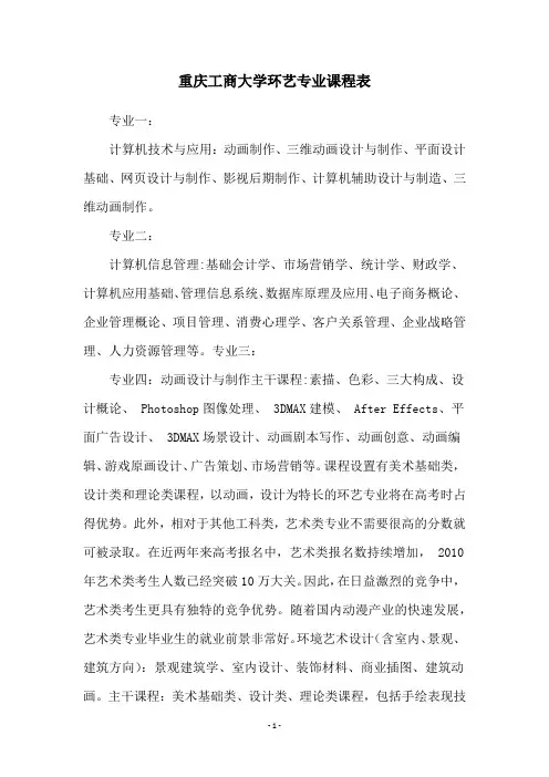 重庆工商大学环艺专业课程表