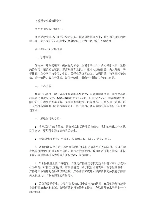 教师专业成长计划12篇