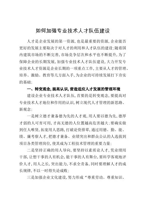 如何加强专业技术人才队伍建设