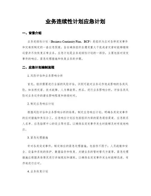 业务连续性计划应急计划