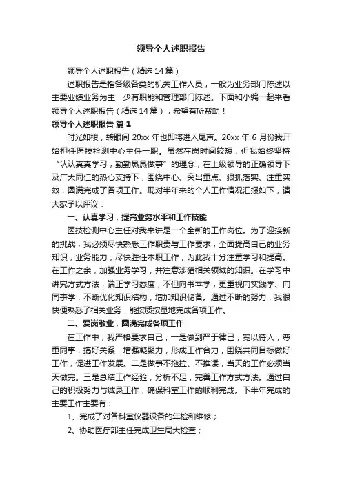 领导个人述职报告