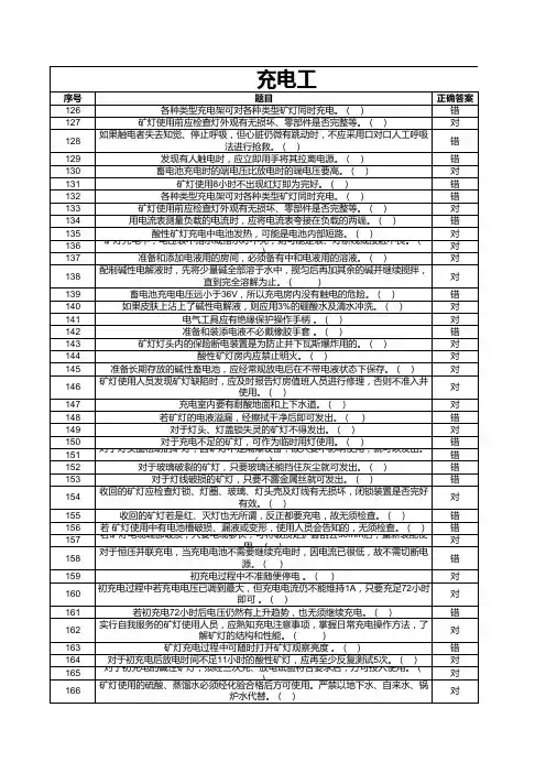 充电工考试试题及答案