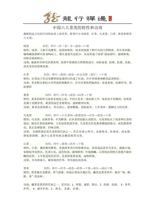 中国六大茶类与功效0411