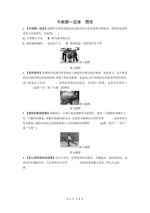 2024年中考 物理专题提升 牛顿第一定律 惯性(含答案)