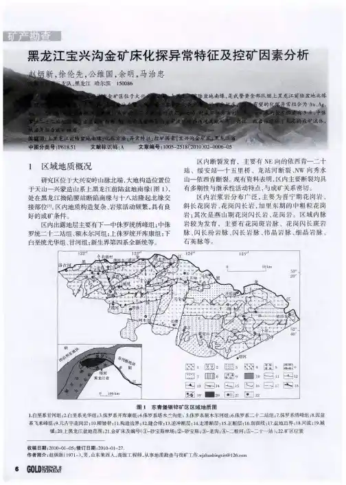 黑龙江宝兴沟金矿床化探异常特征及控矿因素分析