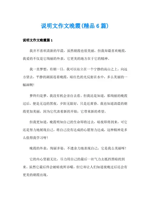 说明文作文晚霞(精品6篇)