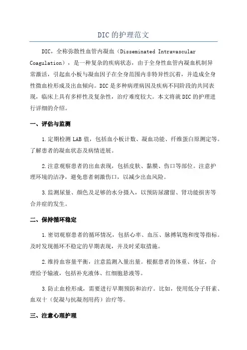 DIC的护理范文