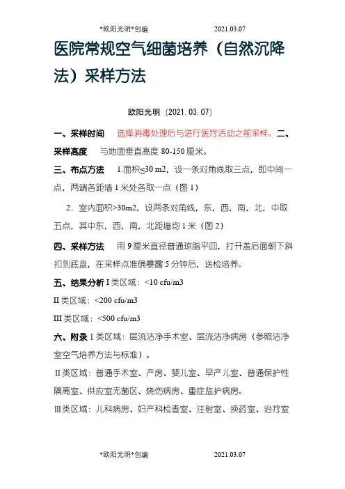 空气培养的采样方法之欧阳光明创编